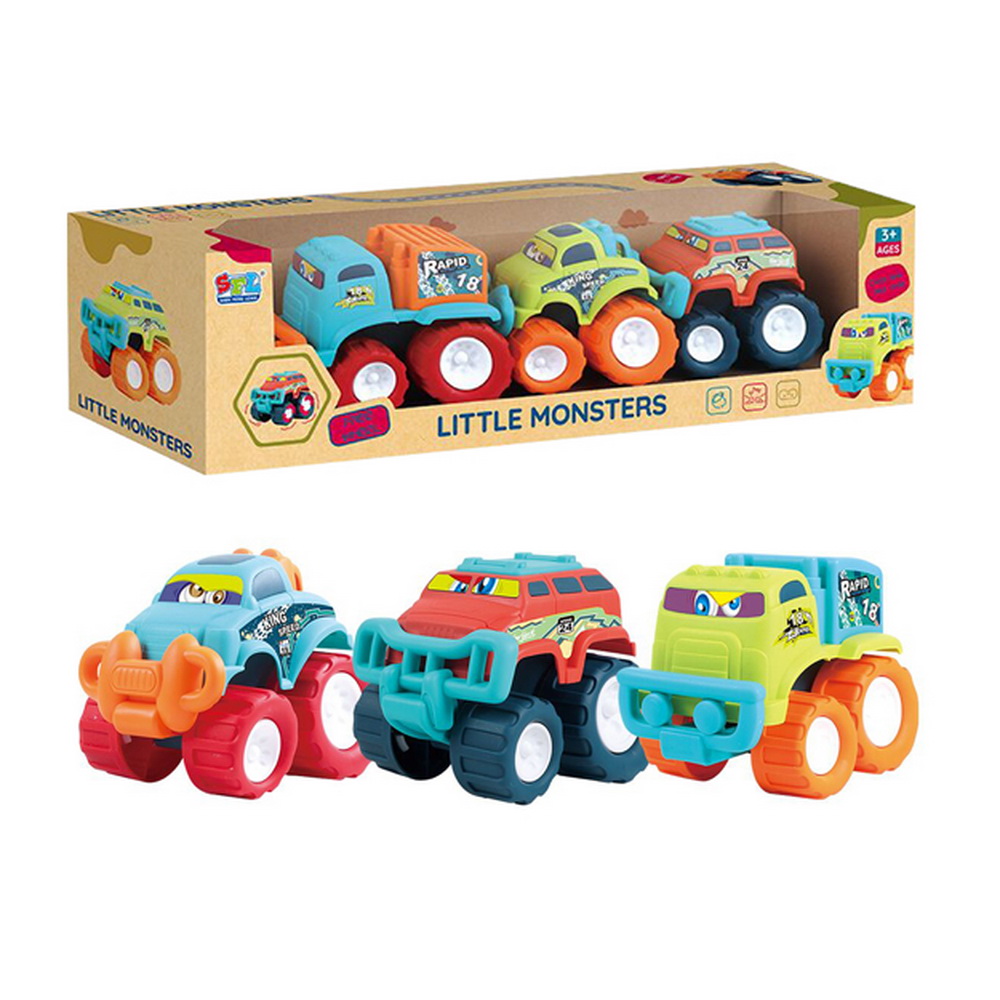 SET VEHICULOS MONSTER DE GOMA